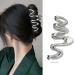 Silver Metal Hair Clips Claws Big Geometric Metal Hair Claw For Women Temperament Wave Flower Hair Clip Barrettes Hairpin Accessories 1Pcs (Silver Wave)
