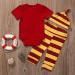 Snuggle This Muggle Bodysuit Set with Striped Pants & Hat - 12-18 Months - Red - Buy Online on SooperMarket.com