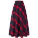 Sanahy Women's Plaid Wool Maxi Skirt - XL Red | High Elastic Waist A-line Winter Flare Skirt with Pockets - Buy Online on SooperMarket.com