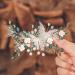 IYOU Bridal Wedding Hair Clips Green Crystal Barrette Hair Comb Butterfly Flower Headpiece Prom Bride Hair Accessories for Women