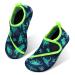 JIASUQI Kids Boys Girls Water Shoes Quick Dry Barefoot Aqua Socks for Beach Swimming Pool 7/7.5 UK Child Easy Dinosaur