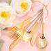 90 Piece Gold Plastic Silverware Set with Pink Handles - Perfect for Parties and Weddings - Buy Online on SooperMarket.com