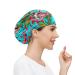 MUKJHOI Adjustable Working Caps Flower Leaves Tie Back Cover Hair Bouffant Hats Sweatband for Women Men 5 193