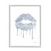 Stupell Industries Glam Shimmer Lip Pucker Kiss Minimal Cool Tones  Designed by Amanda Greenwood White Framed Wall Art  11 x 14  Blue