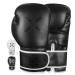 FightX Boxing Gloves for Men & Women MMA Heavy Bag Gloves for Adults Boxing Gloves Men Lightweight Punching Bag Boxing Gloves for Training Sparring Boxing Gloves Kickboxing Gloves Full Black 16oz