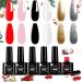 LKE Gel Nail Polish Set 6 Colors All Seasons White Black Red Pink Gold Silver Glitter Gel Polish Set Gel Nail Kit Soak Off U V/LED Nail Lamp Nail Art Design Manicure Home DIY & Salon