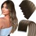 LAAVOO Extensions Real Hair Tape Ombre Blond Tape Real Hair Extension Virgin Dark Brown to light brown Invisible Tape Extensions Real Hair Seamless 55cm Lang 12.5g #4/7/80 10PCs 55cm Virgin-5PCs 4.7virgin #4/7/80