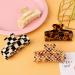 HAYHOI 4PCS Hair Claw Clips Celluloid French Butterfly Jaw Tortoise Shell - Stylish Accessories for Women & Girls - Checkerboard Leopard White - Buy Online on SooperMarket.com