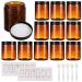 12 Pack 8 oz Amber Glass Jars with Lids, Round Empty Containers for Scrubs, Lotions, Cosmetic, Ointments and Butters, Travel Storage Jar with White Inner Liners £¬Black Lids, lables and Spatulas 8oz-Amber