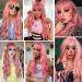 AISI BEAUTY Pink Wig with Bangs - 24 Inch Synthetic Long Wavy Pink Wig for Women - Halloween Cosplay Party Hairpiece - Buy Online on SooperMarket.com