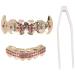 Gold Teeth Brace Set Hip Hop Punk Custom Fit Metal Teeth Decoration Jewelry Gold Teeth Grillz Oral Pain ReliefOral Care()
