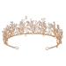SWEETV Rhineshtone Bridal Headband for Wedding Tiara for Bride Headpiece for Wedding Hair Accessories for Women Girl Gold