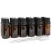 Glass Bottles for Essential Oils - Refillable Empty Amber Bottle with Orifice Reducer Dropper and Cap - DIY Supplies Tool & Accessories Perfume Aromatherapy - Carrier Oil Kit, 12 Count (Pack of 1)
