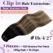 Buy Laavoo Clip-in Real Hair Extensions - Balayage Black & Brown Ombre Caramel Blonde 45cm - 7pcs 105g Remy Hair Extensions - Buy Online on SooperMarket.com