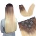 Vlasy Clip in Hair Extensions Human Hair Seamless Hair Extensions Clip in Real Human Hair 7 Pieces Straight Natural Thick Weft Human Hair Clip in Extensions for Women T14/60+T14/60# 24 Inch(100 g) 24 Inch (100 g) T14/60+T14/60#