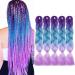 Tess Braids Extensions Blue 60 cm 5 Pack Jumbo Braids Kanecalon Kunsthaar for the braid Box Braids Hair Extension Top 100g/Bundle Ombre Hair Braids Extension (5 piece-purple/blue/light purple) 60 cm (5 pieces) purple/blue/light purple