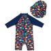 UPF 50+ Baby Boy/Girl Swimsuit with Sun Hat | Colorful Fish Design | 6-9 Months - Buy Online on SooperMarket.com