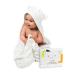 JM Organic Bamboo Hooded Baby Towel for Kids & Babies - 35"x35" Hypoallergenic Absorbent - Perfect Baby Gift Newborn Essentials with Washcloth & Laundry Bag - Pink Bear