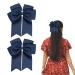 2 Pack 6 inch Bow Hair Clips Large Hair Bow Hair Barrette Clips for Women Girls Dark Blue Hair Bows