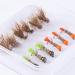 BASSDASH Trout Fly Fishing Flies 12pcs Assortment | Tenkara Wet Dry Nymphs Sakasa Kebari | Barbless Hooks for Trout Fishing - Buy Online on SooperMarket.com