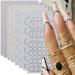 French Line Nail Art Stickers Decals Nail Decorations 8 Sheets Exquisite Noble Gold Silver Black Rose Gold U-Shaped Line Stripe Tape Nail Designs for Women Girls (U-Shaped)