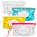 LESHANE Baby Wipe Dispenser, 4 Pack Portable Refillable Wipe Holder, Reusable Lightweight Wipes Container Case Holder for Travel Wet Wipe Pouch, Floral 1.Floral