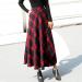 Sanahy Women's Plaid Wool Maxi Skirt - XL Red | High Elastic Waist A-line Winter Flare Skirt with Pockets - Buy Online on SooperMarket.com