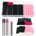 Yokilly 300PCS Disposable Mascara Wands Lip Wands Set 100Pcs Eyelash Brush and 200Pcs Lip Brush Makeup Tool Kit with Organizer Box (300PCS Black+Pink)
