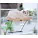 Pecute Cat Window Perch Sisal Cat Scratcher 2 in 1, Cat Hammock Window Seat with Solid Wood Frame, Iron Bracket and Heavy Duty Suction Cups Holds Cats Up to 30lbs