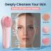 Silicone Face Scrubber Electric Facial Cleansing Brush Skincare Tools with Magnet Charger for Deep Cleaning|Gentle Exfoliating|Massaging (Pink) - Buy Online on SooperMarket.com