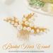 Handcess Bridal Wedding Hair Comb Gold Pearls Hairpiece Leaf Bridal Side Combs Wedding Hair Accessories for Women and Girls - Buy Online on SooperMarket.com
