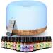 Oil Diffuser with 15x10mL Essential Oils, 500ml Essential Oil Diffusers, Aromatherapy Diffuser with 2 Mist Mode 4 Timers&7 Ambient Light Waterless Auto Off for Diffusers Large Room Home Office Log Color
