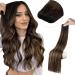 Laavoo 60cm Extensions real hair brown balayage hair jaws real hair for sewing extensions dark brown ombre light brown SEW in Weft Extensions Ecthhaar Tressen Lang 120g #2/8/2 60cm 1.14 #2/8/2