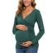 Love2Mi Women Maternity Breastfeeding Tops Long Sleeve V-Neck Cute Maternity Clothes L Hunterbr-long