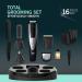 Perry Ellis 16-Piece Mens Grooming Kit - Rechargeable Beard Trimmer Electric Razor for Face Body Nose & Ear - LED Display & Charging Dock - International Shipping Available - Buy Online on SooperMarket.com