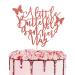 Arthsdite A Little Butterfly Is On Her Way Cake Topper - Pregnancy Announcement Gender Reveal Baby Shower Newborn Welcome Butterfly Themed Party Decorations - Rose Gold Glitter