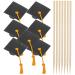 Warmhm 7pcs Graduation Cap Cake Toppers 2024 Graduation Cupcake Toppers Dessert Picks Appetizer Picks Congrats Grad Cake Topper for 2024 Graduation Celebration Party