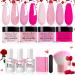 Honey Joy Dip Powder Nail Kit Starter 4 Colors Hot Pink Glitter Fine Dipping Powder Liquid Set with Base Top Coat Activator for Nail Art Manicure Salon DIY No LED Nail Lamp Needed Dip-7pcs-01