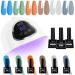 Gel Nail Polish Kit LKE Gel Nail Polish Starter Kit with 72W UV Lamps for Gel Nails 6 Colors Gel of Macaron Color Nail Polish with Glossy & Matte Top and Base Coat Manicure DIY Gifts Set for Women Orange