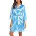 Women's Satin Silk Bathrobe - Oblique V-Neck Kimono Robe in Sky Blue | BESDEL - Buy Online on SooperMarket.com