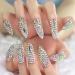 3D Rhinestone Full Cover Super Long Stiletto Fake Nails Set for Wedding Party - Luxury Manicure Nail Art Tips - Buy Online on SooperMarket.com