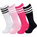 4 Pairs Kids Soccer Socks | Toddler Knee High Tube Socks | Girls Boys 3-6 Years | Black/White, White/Black, Pink/White, Rose/White - Buy Online on SooperMarket.com