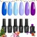 Beetles Blue Purple Gel Nail Polish Set - 6 Pcs Aquamarine Mermaid Gel Polish Soak Off UV LED Nail Lamp Cured Base and Top Coat Needed Starter Varnish Nail Aat Salon Mother's Day Gifts for Women