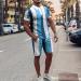 Men's Muscle T-Shirt & Short Set | Summer Workout 2 Piece Tracksuit - Blue-3 Medium - Buy Online on SooperMarket.com