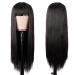 MapofBeauty 22 Women Long Straight Synthetic Wig with Flat Bangs - Heat Resistant Fiber for Party, Cosplay (Black) - Buy Online on SooperMarket.com