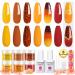 Lavender Violets 12 Pcs Dip Powder Nail Kit Starter 6 Colours Yellow Bright System Free Orange Temperature Change Dipping Powder System Liquid Set with Base & Top Coat Activator Nail Art Manicure M206 Amber