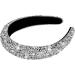 Sparkling Black Crystal Rhinestone Headband Hairband - Thick Style Silver | 90s Disco Hair Accessory for Women | Perfect Gift for Valentines & Birthdays - Buy Online on SooperMarket.com