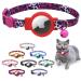 Mouyou Airtag cat neck band Airtag collar cat with bell safety clasp soft nylon cat neck band with silicone airtail holder cover adjustable from 22-34cm red leopard pattern C6