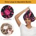 5pcs Double Layer Reversible Satin Bonnet for Black Women - Large Drawstring Silk Hair Cap for Curly Hair, Braids - B Floral/Leopard Print - Buy Online on SooperMarket.com