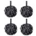 Tbestmax 75g XL Black Loofah Sponge for Exfoliating  Soft Shower Puff Bath Ball Body Scrubber Mesh Pouf 4 Set